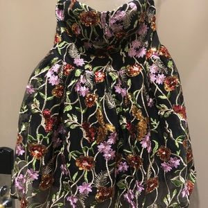 NWT Sequined floral strapless dress